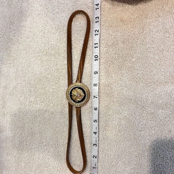 Women Lion Coin Charm Gold Metal Elastic Waistband Fashion Belt Skinny 28" Boho - Picture 8 of 9